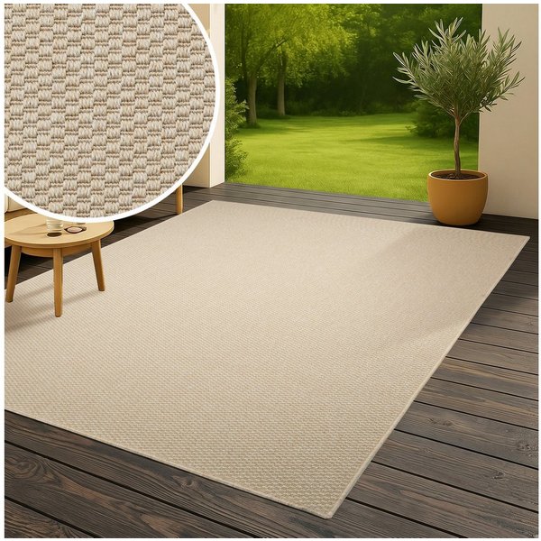 OTTO home Teppich Venedig, in Standard- und Premium-Qualität, 3 mm oder 5 mm Höhe, rechteckig, In- und Outdoor geeignet, Wetterfest & UV-beständig, Sisal-Optik