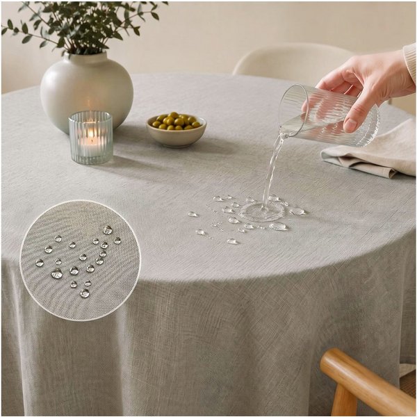 OTTO home Tischdecke Josée, wasserabweisend, in eckig & rund (Packung 1-tlg), strukturiert, Leinenoptik, uni,wasserabweisend, pflegeleicht, Deko