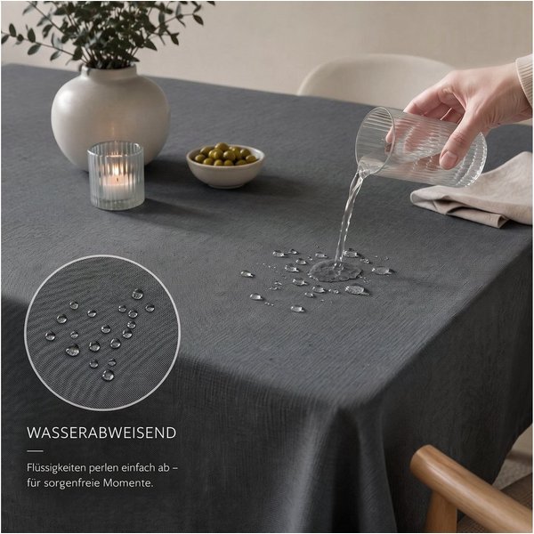 OTTO home Tischdecke Josée, wasserabweisend, in eckig & rund (Packung 1-tlg), strukturiert, Leinenoptik, uni,wasserabweisend, pflegeleicht, Deko