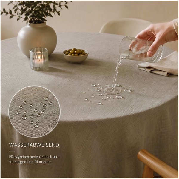 OTTO home Tischdecke Josée, wasserabweisend, in eckig & rund (Packung 1-tlg), strukturiert, Leinenoptik, uni,wasserabweisend, pflegeleicht, Deko