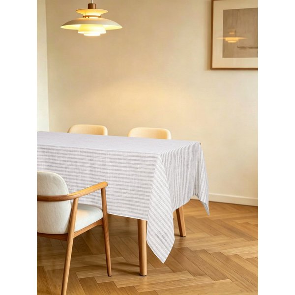 OTTO home Tischdecke Marric 1 Stück, halbtransparent, Dekoration, (Packung 1-tlg), halbtransparente Tischdecke, Leinenoptik mit Streifen