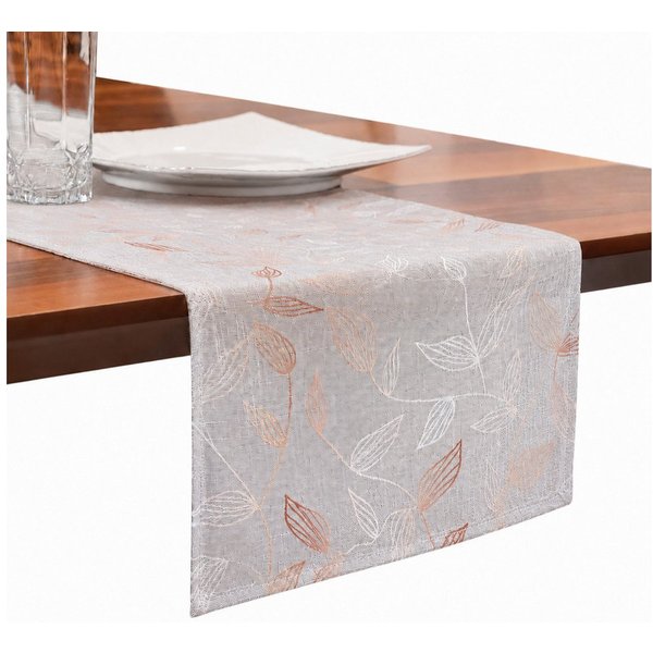 OTTO home Tischläufer Raffon, 1 Stück, Leinenoptik, halbtransparent, Dekoration, (Packung 1-tlg), Leinen Optik, Blattmotiv, Esszimmer, Deko, halbtransparent/bli