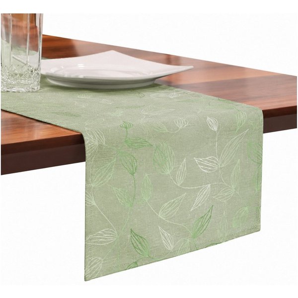 OTTO home Tischläufer Raffon, 1 Stück, Leinenoptik, halbtransparent, Dekoration, (Packung 1-tlg), Leinen Optik, Blattmotiv, Esszimmer, Deko, halbtransparent/bli