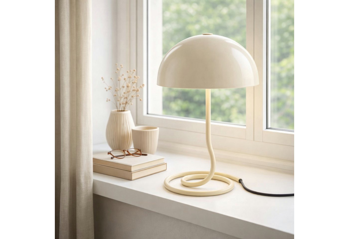 OTTO home Tischleuchte Charlett Pilz Lampe, ohne Leuchtmittel, Tischlampe, Ø 20 cm, Höhe 31 cm, Metall, Spiralfuß, Pilzleuchte, G9 – Bild 2 von 5