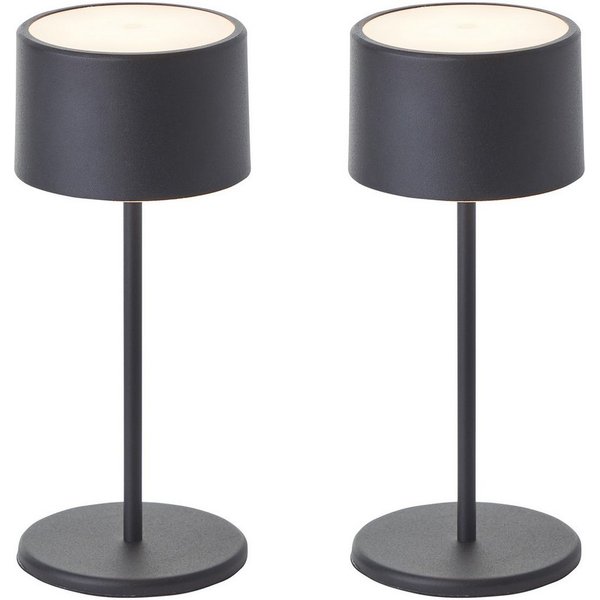 OTTO home Tischleuchte Dreell, Akkuleuchte, Dimmfunktion, LED fest integriert, Warmweiß, 2er Set, 210 lm, Touchdimmer, 3000 K, H 21 cm