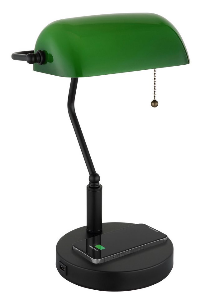 OTTO home Tischleuchte Eevva, USB-Anschluss mit Ladefunktion, ohne Leuchtmittel, Wireless Ladefunktion, Bankerlampe, Zugschalter-Kette – Bild 3 von 5