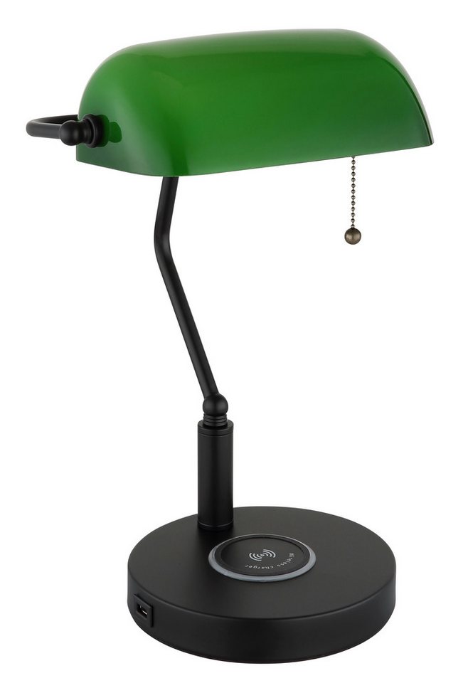 OTTO home Tischleuchte Eevva, USB-Anschluss mit Ladefunktion, ohne Leuchtmittel, Wireless Ladefunktion, Bankerlampe, Zugschalter-Kette – Bild 4 von 5
