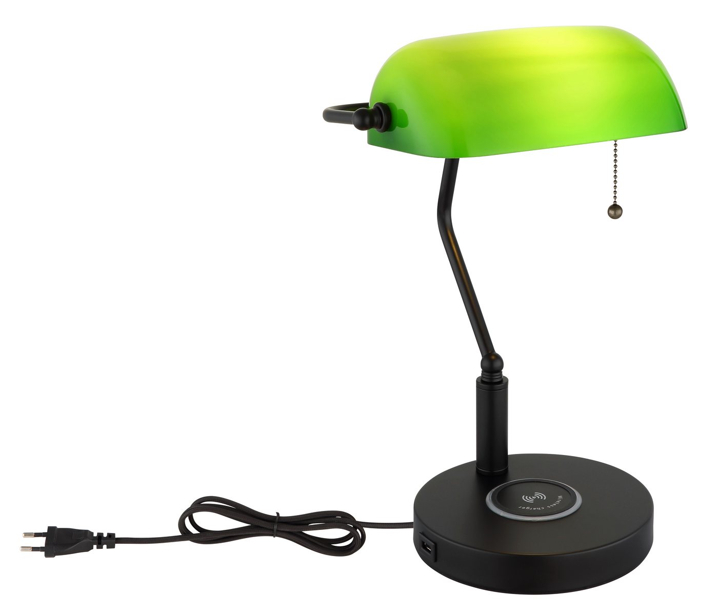 OTTO home Tischleuchte Eevva, USB-Anschluss mit Ladefunktion, ohne Leuchtmittel, Wireless Ladefunktion, Bankerlampe, Zugschalter-Kette – Bild 5 von 5
