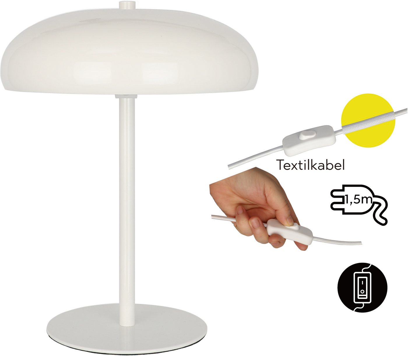 OTTO home Tischleuchte Jessee, ohne Leuchtmittel, Leuchtmittel wechselbar, blendfreies Licht - ideal als Deko- oder Nachttischleuchte – Bild 3 von 5