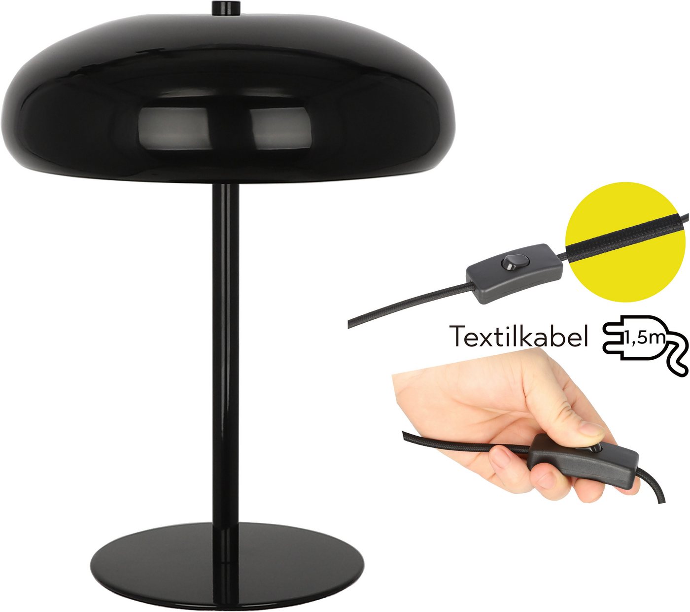 OTTO home Tischleuchte Jessee, ohne Leuchtmittel, Leuchtmittel wechselbar, blendfreies Licht - ideal als Deko- oder Nachttischleuchte – Bild 4 von 5