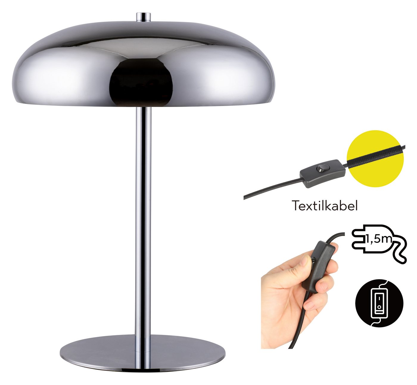 OTTO home Tischleuchte Jessee, ohne Leuchtmittel, Leuchtmittel wechselbar, blendfreies Licht - ideal als Deko- oder Nachttischleuchte – Bild 4 von 5