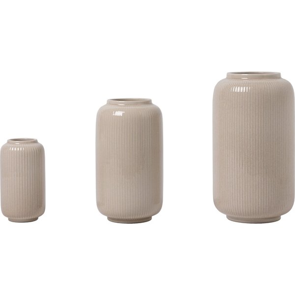 OTTO home Tischvase Ylvii, innen vollständig glasiert und wasserundurchlässig (Set, 3 St., Maße: 12x22cm, 10x18cm und 6,5x12cm, vertikal gerippte Struktur), Vas