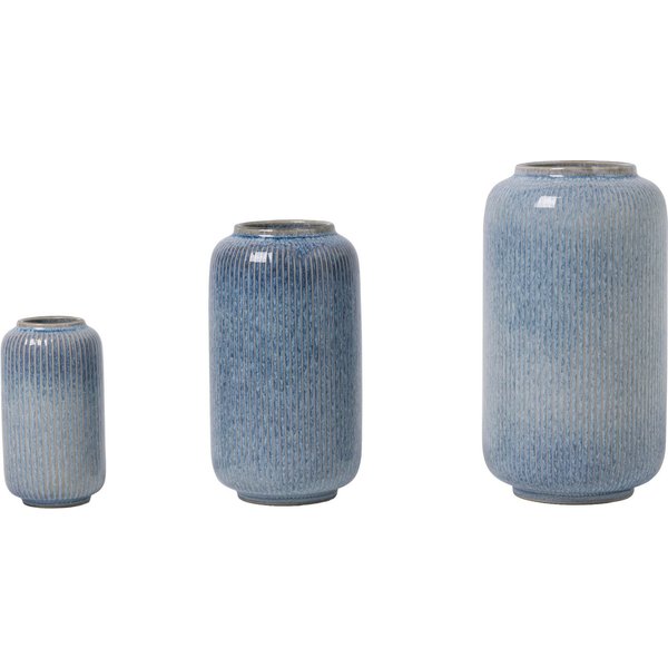 OTTO home Tischvase Ylvii, innen vollständig glasiert und wasserundurchlässig (Set, 3 St., Maße: 12x22cm, 10x18cm und 6,5x12cm, vertikal gerippte Struktur), Vas