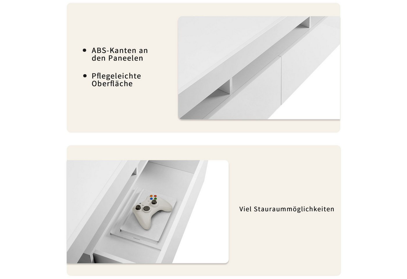 OTTO home TV-Board Cassy, Hochglanz-Fronten, viel Stauraum und Metallschienen, Breite 200 cm – Bild 3 von 5