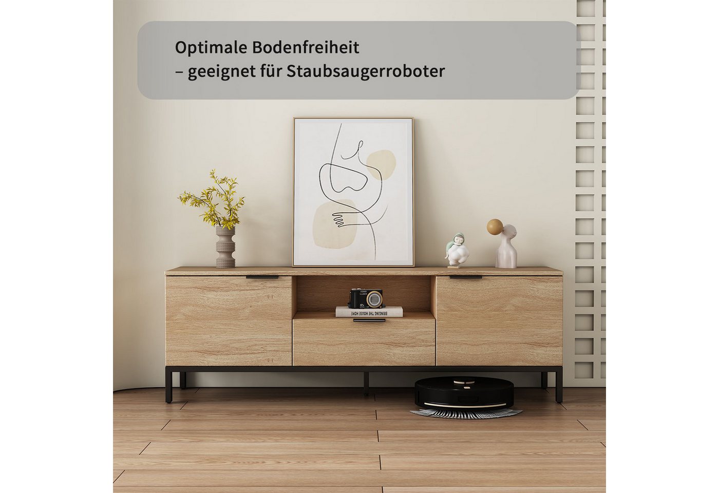 OTTO home TV-Board Jorinde, Melaminoberfläche, flexibler Stauraum und robustes Metallgestell – Bild 5 von 5