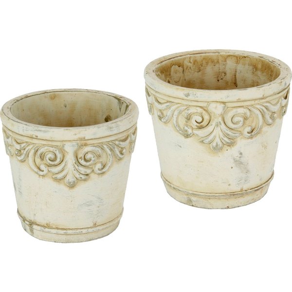 OTTO home Übertopf (Set, 2 St), Betonübertopf mit Ornamenten, Vase
