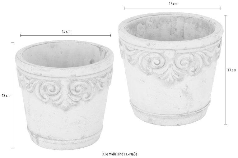 OTTO home Übertopf (Set, 2 St), Betonübertopf mit Ornamenten, Vase – Bild 2 von 3