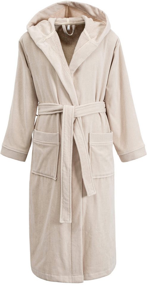 OTTO home Unisex-Bademantel Fenya, 330 g/m², Premium, Hotelbademantel, Morgenmantel, Sauna & Spa, Langform, Veloursfrottier, Kapuze, Gürtel, Reißverschlusstasch – Bild 4 von 5