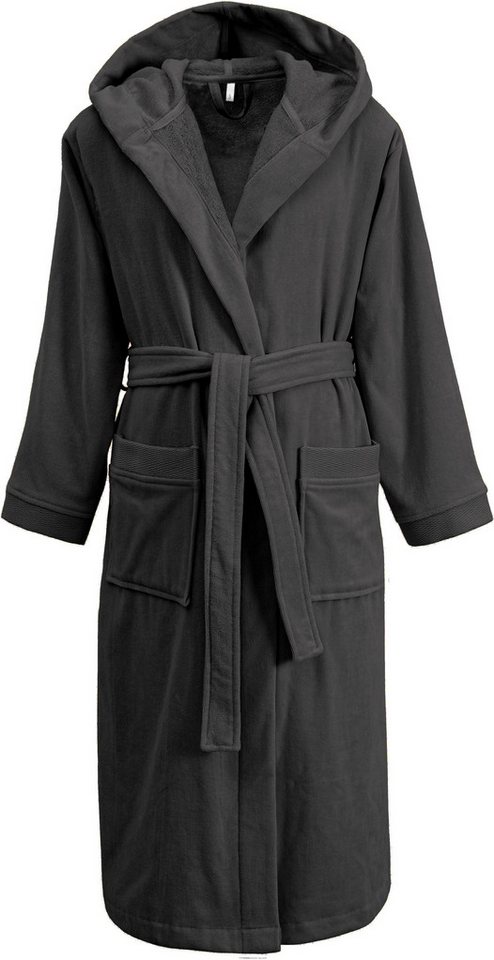 OTTO home Unisex-Bademantel Fenya, 330 g/m², Premium, Hotelbademantel, Morgenmantel, Sauna & Spa, Langform, Veloursfrottier, Kapuze, Gürtel, Reißverschlusstasch – Bild 4 von 5