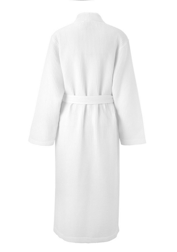 OTTO home Unisex-Bademantel Inga, Waffelpiqué, leicht, ideal für Sauna & Spa, Hotelbademantel, Langform, Baumwolle, Kimono-Kragen, Gürtel, kleines Packmaß, Tasc – Bild 4 von 5