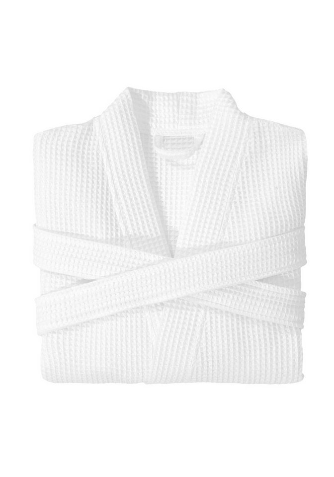 OTTO home Unisex-Bademantel Inga, Waffelpiqué, leicht, ideal für Sauna & Spa, Hotelbademantel, Langform, Baumwolle, Kimono-Kragen, Gürtel, kleines Packmaß, Tasc – Bild 5 von 5