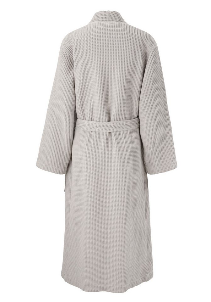 OTTO home Unisex-Bademantel Inga, Waffelpiqué, leicht, ideal für Sauna & Spa, Hotelbademantel, Langform, Baumwolle, Kimono-Kragen, Gürtel, kleines Packmaß, Tasc – Bild 4 von 5