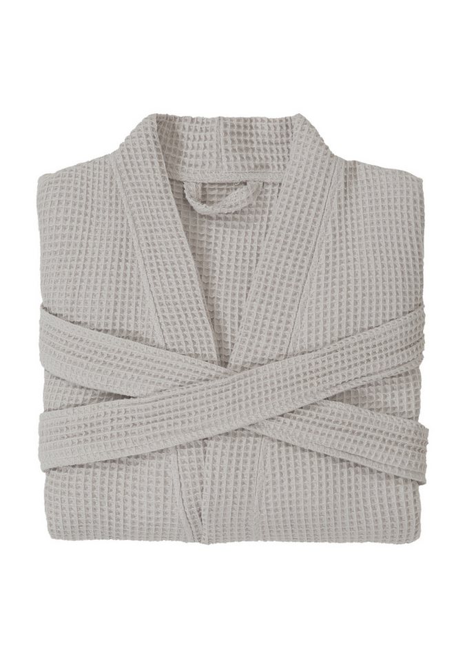 OTTO home Unisex-Bademantel Inga, Waffelpiqué, leicht, ideal für Sauna & Spa, Hotelbademantel, Langform, Baumwolle, Kimono-Kragen, Gürtel, kleines Packmaß, Tasc – Bild 5 von 5