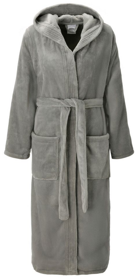 OTTO home Unisex-Bademantel Miia, ideal für Sauna, Spa & im Urlaub, Langform, Microfaser, Kapuze, Gürtel, weich und kuschelig, plüsch, für Damen und Herren, S-X – Bild 2 von 5