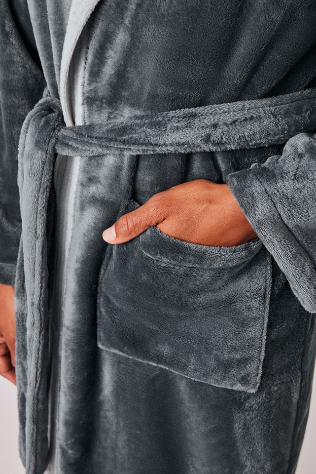 OTTO home Unisex-Bademantel Miia, ideal für Sauna, Spa & im Urlaub, Langform, Microfaser, Kapuze, Gürtel, weich und kuschelig, plüsch, für Damen und Herren, S-X – Bild 4 von 5
