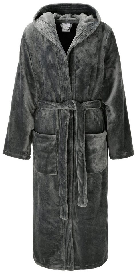 OTTO home Unisex-Bademantel Miia, ideal für Sauna, Spa & im Urlaub, Langform, Microfaser, Kapuze, Gürtel, weich und kuschelig, plüsch, für Damen und Herren, S-X – Bild 2 von 5