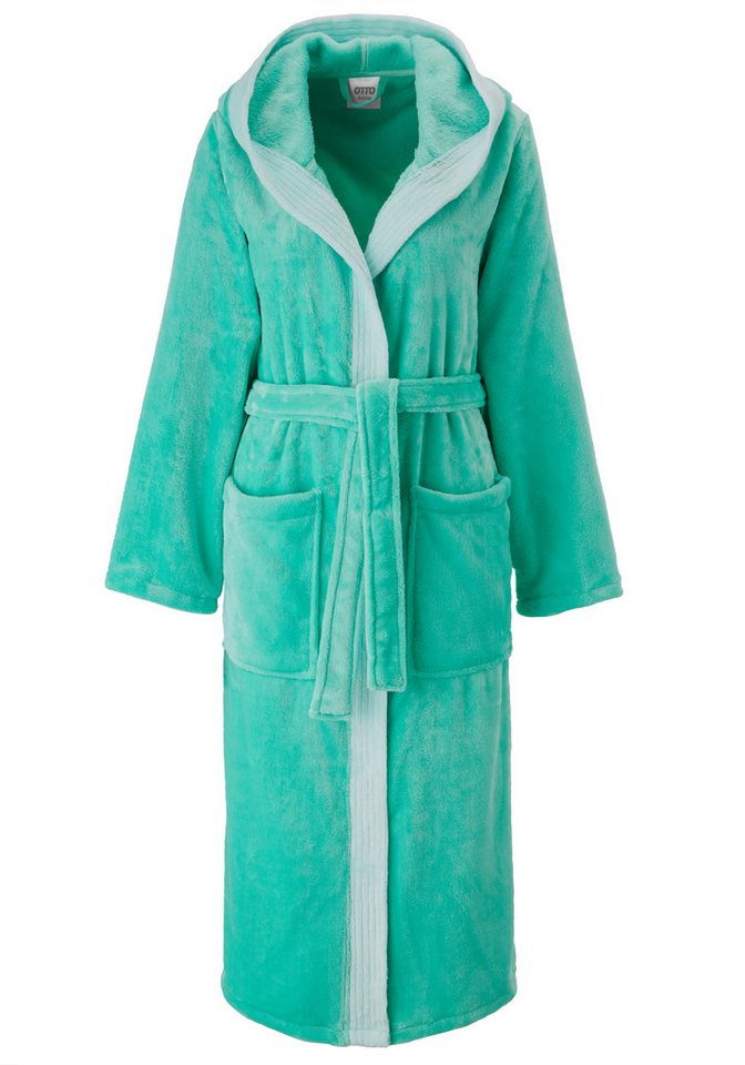 OTTO home Unisex-Bademantel Miia, ideal für Sauna, Spa & im Urlaub, Langform, Microfaser, Kapuze, Gürtel, weich und kuschelig, plüsch, für Damen und Herren, S-X – Bild 2 von 5
