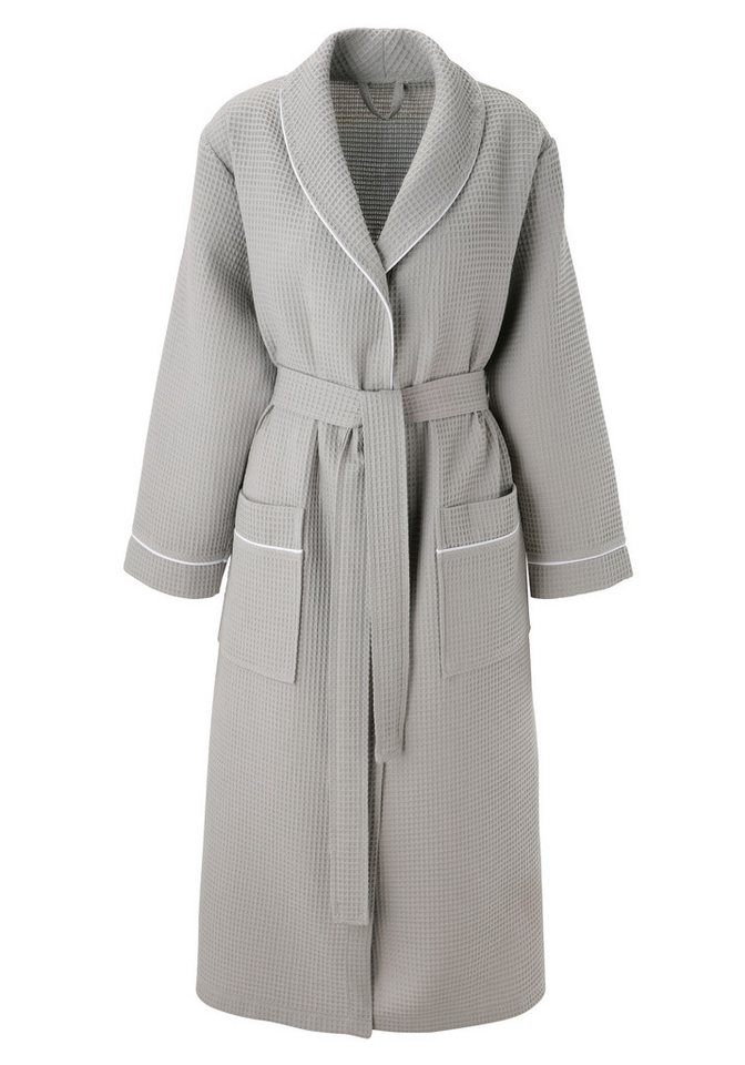 OTTO home Unisex-Bademantel Nora, Standard & Premium, leichte Qualität, ideal für Sauna & Spa, Waffelpiqué, Kimono-Kragen, Gürtel, Damen & Herren, Kimono-Kragen – Bild 2 von 5