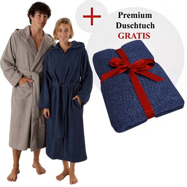 OTTO home Unisex-Bademantel Riva, für Damen & Herren, Standard & Premium Qualität, Langform, Walkfrottee, Kapuze, Gürtel, 100 % Baumwolle, Reise, Hotel, Sauna, 