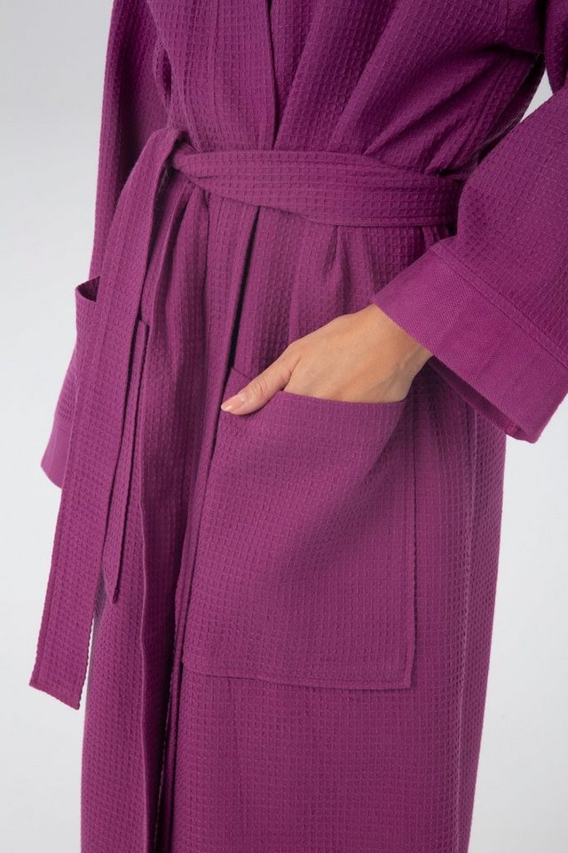 OTTO home Unisex-Bademantel Vanessa, ideal für Sauna & Spa, Hotelbademantel, Morgenmantel, Langform, Baumwolle, Kimono-Kragen, Gürtel, Taschen, Damen & Herren,  – Bild 5 von 5