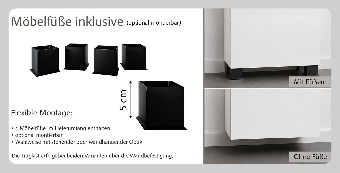 OTTO home Unterschrank BOZEN, Unterschrank 40 cm (Badezimmerschrank, Badschrank, Stauraum, Badmöbel, Schrank) griffloses Design, Maße (B/T/H): 40/35/79 cm – Bild 4 von 5