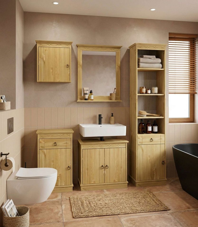 OTTO home Unterschrank Indra, Badschrank, Badmöbel, Badezimmerschrank (B/T/H: 46/32/73 cm) aus massiver Kiefer, mit Schublade, FSC®-zertifiziert – Bild 2 von 5