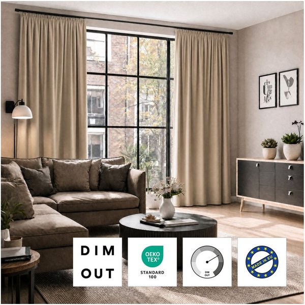 OTTO home Verdunkelungsvorhang ELLIAS, nach Wunschmaß, verdunkelnd & blickdicht, Made in Europe (1 St), Kräuselband, verdunkelnd, einfarbig, uni, Maßanfertigung