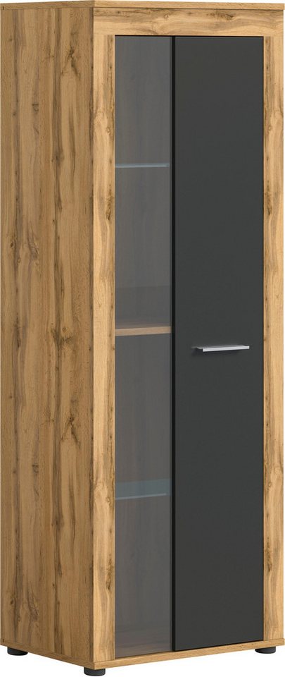 OTTO home Vitrine AOSTA, Höhe 159 cm, 1 Tür (li/re), 2 Glasböden, 4 Fächer (in verschiedenen Farbausführungen, individuell kombinierbar) Standvitrine, Glasvitri – Bild 2 von 5