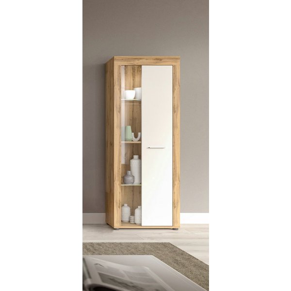OTTO home Vitrine AOSTA, Höhe 159 cm, 1 Tür (li/re), 2 Glasböden, 4 Fächer (in verschiedenen Farbausführungen, individuell kombinierbar) Standvitrine, Glasvitri