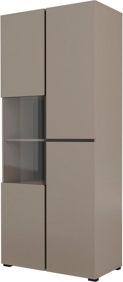 OTTO home Vitrine Cross, Höhe 183,5 cm, moderne grifflose Standvitrine mit 3 Türen Hochschrank mit viel Stauraum, Glastür und verstellbaren Einlegeböden – Bild 2 von 5
