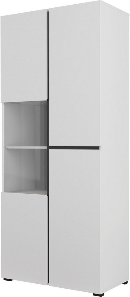 OTTO home Vitrine Cross, Höhe 183,5 cm, moderne grifflose Standvitrine mit 3 Türen Hochschrank mit viel Stauraum, Glastür und verstellbaren Einlegeböden – Bild 2 von 5