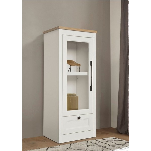 OTTO home Vitrine Ismund aus MDF, mit Holz-Zierleiste, schwarzem Metallgriff, Höhe 121 cm