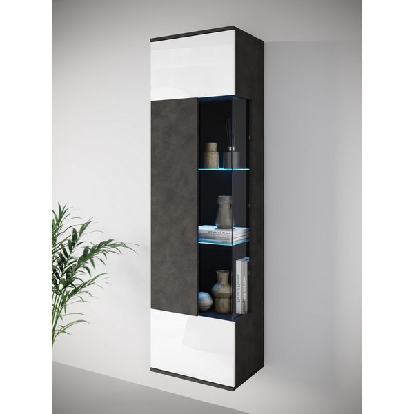 OTTO home Vitrine Kenia, stehend und hängend, Türanschlag wechselbar (1-St) Vitrineschrank mit Glastüren 160 cm Höhe