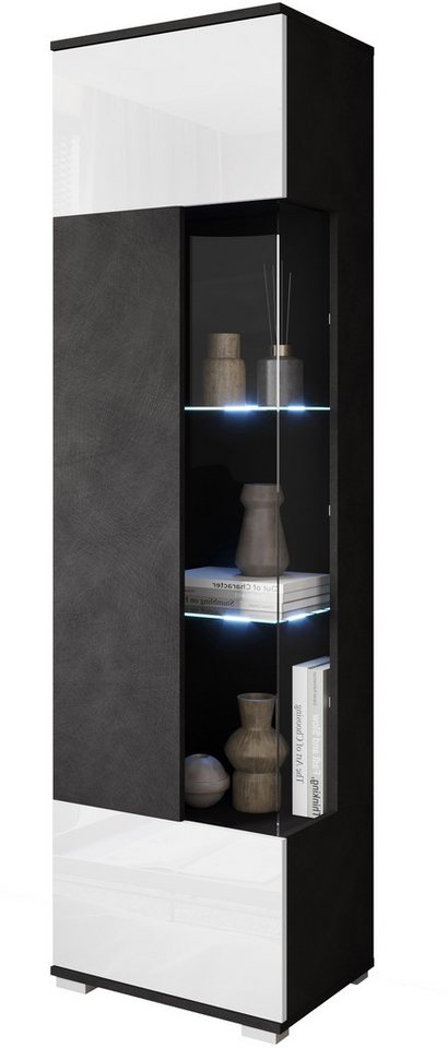OTTO home Vitrine Kenia, stehend und hängend, Türanschlag wechselbar (1-St) Vitrineschrank mit Glastüren 160 cm Höhe – Bild 2 von 5