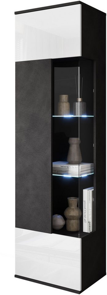 OTTO home Vitrine Kenia, stehend und hängend, Türanschlag wechselbar (1-St) Vitrineschrank mit Glastüren 160 cm Höhe – Bild 4 von 5