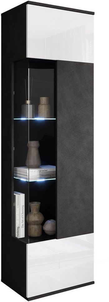 OTTO home Vitrine Kenia, stehend und hängend, Türanschlag wechselbar (1-St) Vitrineschrank mit Glastüren 160 cm Höhe – Bild 5 von 5