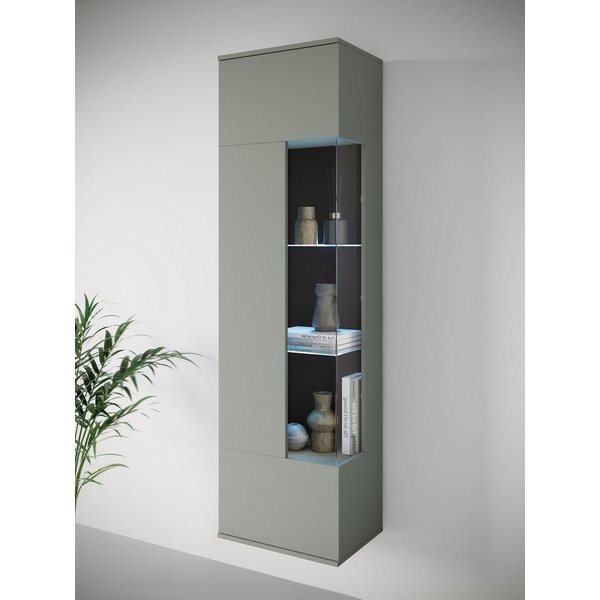 OTTO home Vitrine Kenia, stehend und hängend, Türanschlag wechselbar (1-St) Vitrineschrank mit Glastüren 160 cm Höhe