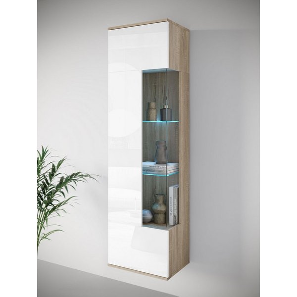 OTTO home Vitrine Kenia, stehend und hängend, Türanschlag wechselbar (1-St) Vitrineschrank mit Glastüren 160 cm Höhe