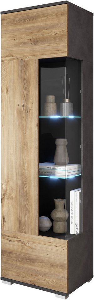 OTTO home Vitrine Kenia, stehend und hängend, Türanschlag wechselbar (1-St) Vitrineschrank mit Glastüren 160 cm Höhe – Bild 3 von 5