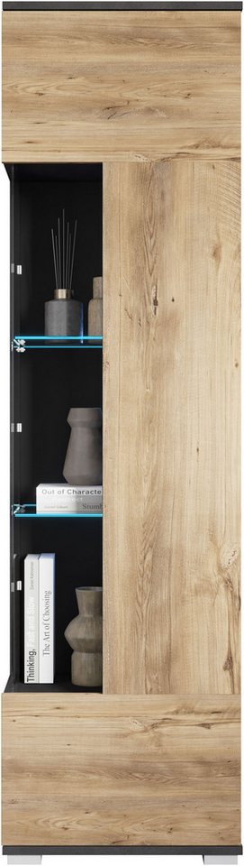 OTTO home Vitrine Kenia, stehend und hängend, Türanschlag wechselbar (1-St) Vitrineschrank mit Glastüren 160 cm Höhe – Bild 4 von 5